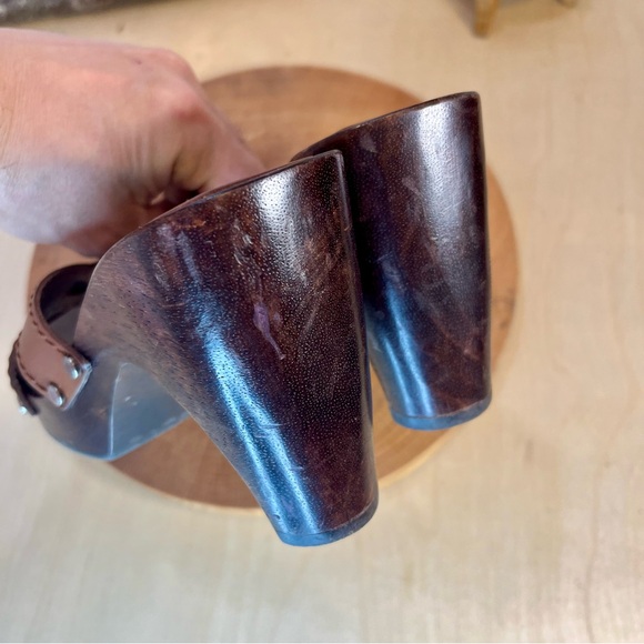 *NXP | "Twiggy" Vintage Made in Brazil Wooden Heeled Leather Straps Sandals 6.5 - Picture 14 of 16